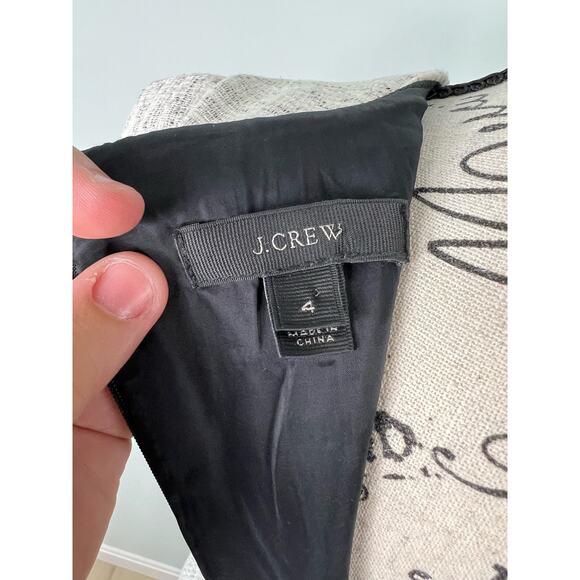 J. Crew White and Gray Dimond Pattern Knee Length Cap Sleeve Dress - Picture 3 of 9